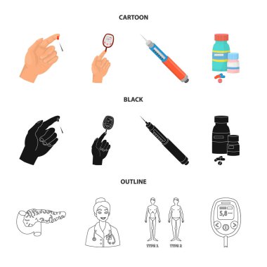 Diyet ve tedavi logo vektör tasarımı. Web için diyet ve ilaç hisse senedi simgesi kümesi.