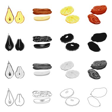 Gıda ve ham simge vektör Illustration. Web için gıda ve doğa hisse senedi simgesi kümesi.