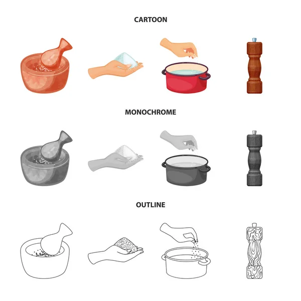 Objeto aislado de cocina y símbolo del mar. Colección de cocina e ilustración del vector de caldo de hornear . — Vector de stock