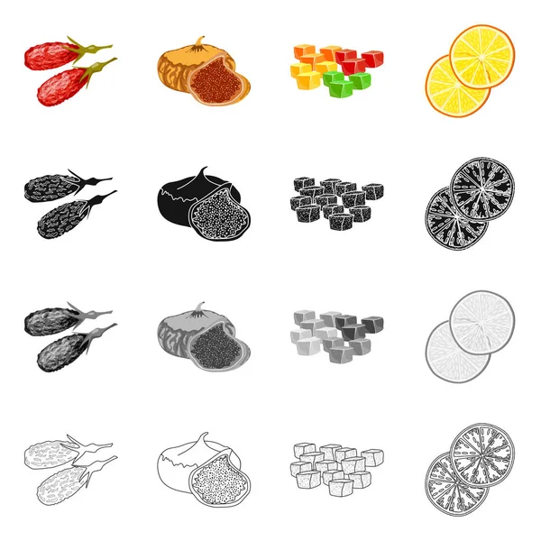 Isolerade objekt för mat och rå ikon. Samling av god mat och natur vektor ikon för lager. — Stock vektor