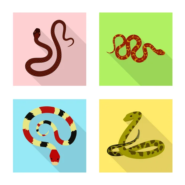 Isolierte Objekt der Haut und Reptilien-Logo. Set aus Haut und Gefahrenaktiensymbol für das Netz. — Stockvektor