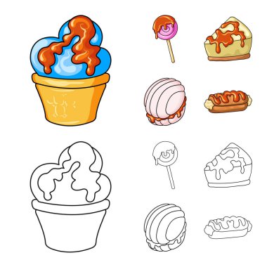 Şekerleme ve mutfak sembolü yalıtılmış nesne. Şekerlemeler ve ürün stok vektör çizim.