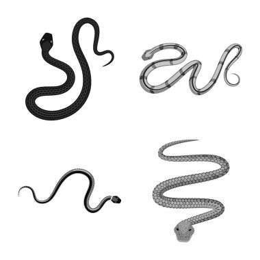 Zarar illüstrasyon vektör ve işareti ısır. Hisse senedi için zarar ve sürüngen vektör simge kümesi.