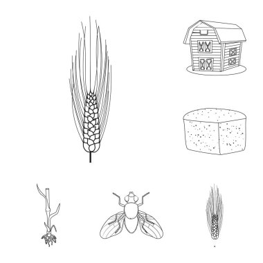 Tarım ve işareti tarım vektör Illustration. Hisse senedi için Tarım ve bitki vektör simge kümesi.