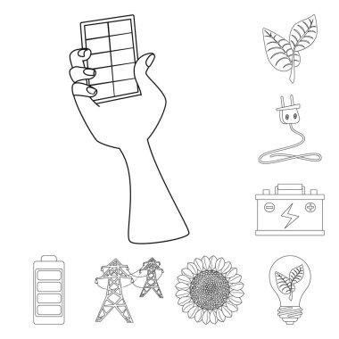 Yenilik ve teknoloji işareti izole nesne. Dizi yenilik ve doğa hisse senedi vektör çizim.