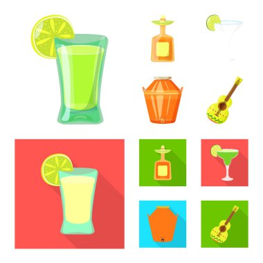 Kafe ve Latin işareti vektör tasarımı. Kafe ve web için ulusal hisse senedi simgesi toplama.