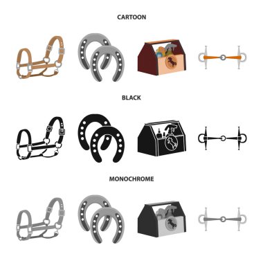 Ekipman ve Binicilik simgesi yalıtılmış nesne. Hisse senedi için ekipman ve rekabet vektör simge topluluğu.