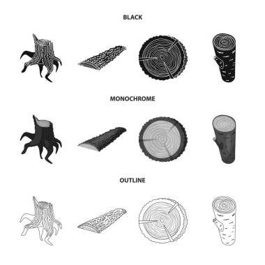 Ağaç ve ham simge vektör Illustration. Hisse senedi için ağaç ve inşaat vektör simge kümesi.