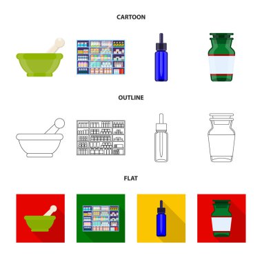 Perakende ve sağlık sembol vektör tasarımı. Web için perakende ve sağlık hisse senedi simgesi kümesi.