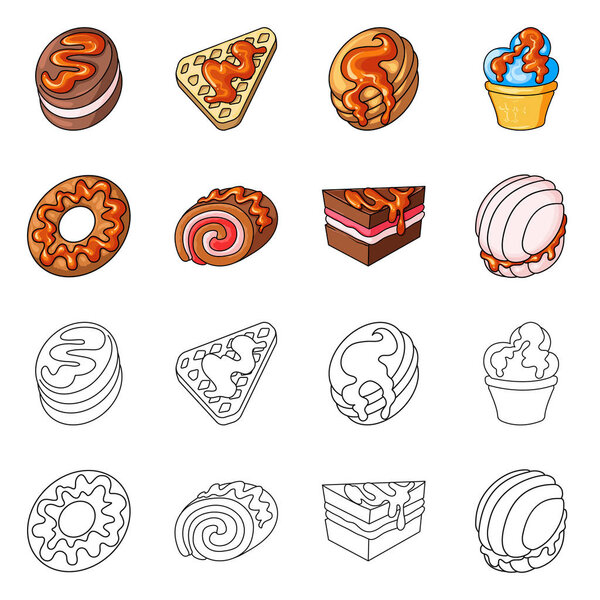 Vector design of confectionery and culinary icon. Collection of confectionery and product stock vector illustration.