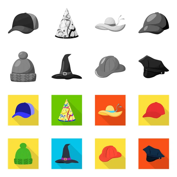 Conception vectorielle de vêtements et icône de casquette. Collection de vêtements et de bérets symbole de stock pour la toile . — Image vectorielle