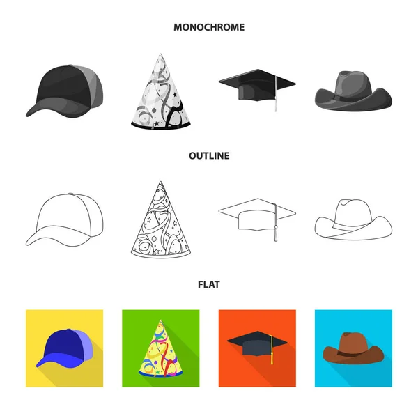 Векторный дизайн одежды и шапки. Коллекция одежды и биржевого знака берета для интернета . — стоковый вектор