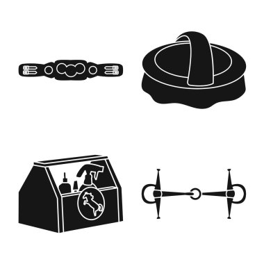 Spor ve rekabet simgesi yalıtılmış nesne. Spor ve binicilik hisse senedi vektör çizim koleksiyonu.