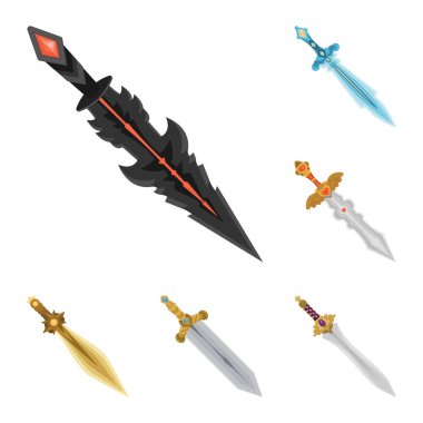 Kılıç ve hançer logo vektör tasarımı. Kılıç ve silah hisse senedi vektör çizim seti.