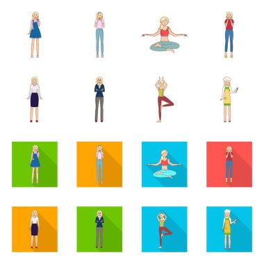 Duruş ve ruh sembolü yalıtılmış nesne. Duruş ve kadın hisse senedi vektör çizim koleksiyonu.