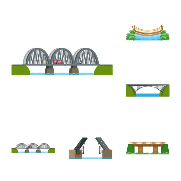 桥接和桥接图标的独立对象。网络桥梁和地标股票符号的收集. — 图库矢量图片