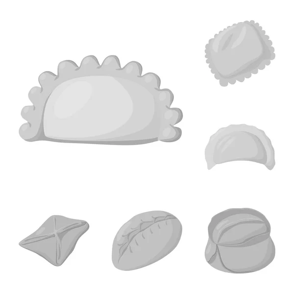 Vector design of dumplings and stuffed symbol. Set of dumplings and dish vector icon for stock. — Stock Vector