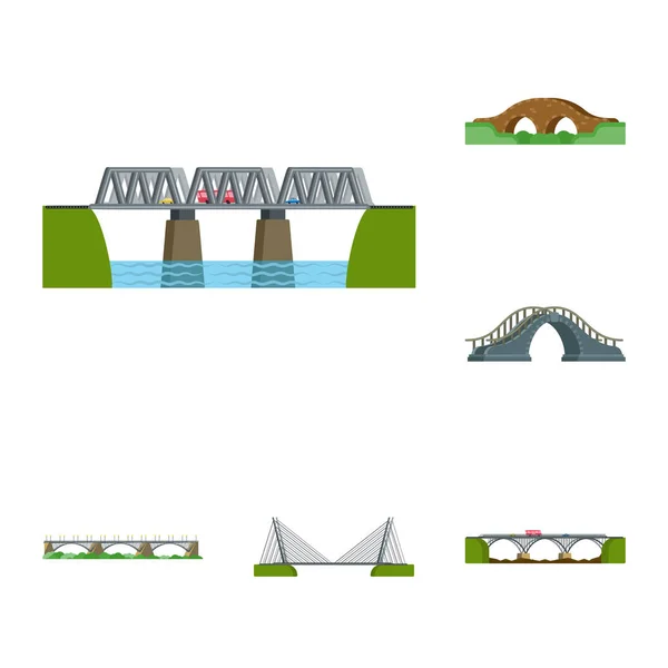 Objeto isolado de pontes e logotipo da ponte. Conjunto de pontes e ícone de vetor de referência para estoque . —  Vetores de Stock