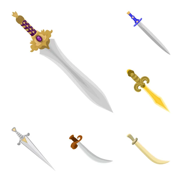 Objeto isolado de logotipo de espada e punhal. Conjunto de espada e arma símbolo de estoque para web . —  Vetores de Stock