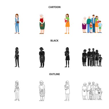 Karakter ve avatar simge vektör tasarımı. Hisse senedi için karakter ve portre vektör simge topluluğu.