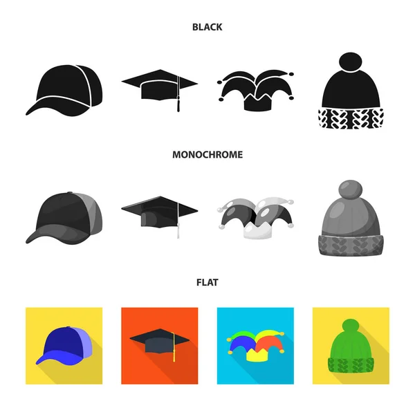 Векторный дизайн одежды и символа кепки. Коллекция одежды и биржевого знака берета для интернета . — стоковый вектор