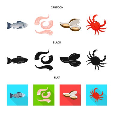 Taze ve Restoran simgesi yalıtılmış nesne. Taze ve deniz hisse senedi vektör çizim seti.