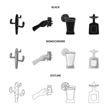 Kafe ve Latin işareti vektör tasarımı. Kafe ve hisse senedi için ulusal vektör simge kümesi.