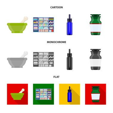 Perakende ve sağlık simge vektör tasarımı. Perakende ve sağlık hisse senedi vektör çizim seti.