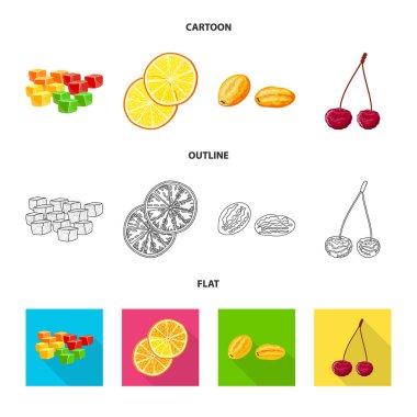 Gıda ve ham logo vektör tasarımı. Web için gıda ve doğa hisse senedi simgesi kümesi.