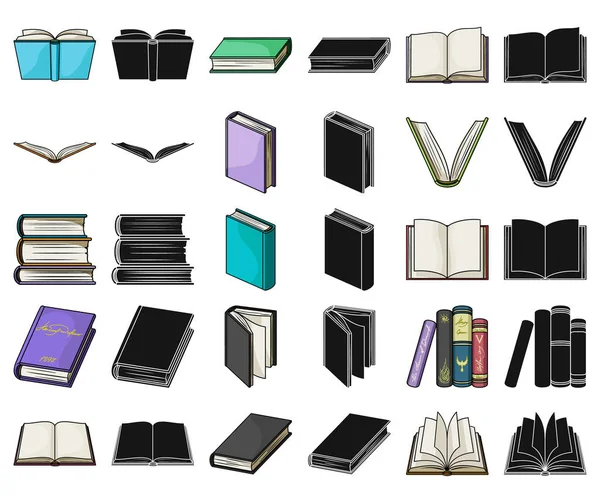 Buch im Einband-Cartoon, schwarze Icons in Set-Kollektion für Design. gedruckte Produkte Vektor Symbol Stock Web Illustration. — Stockvektor