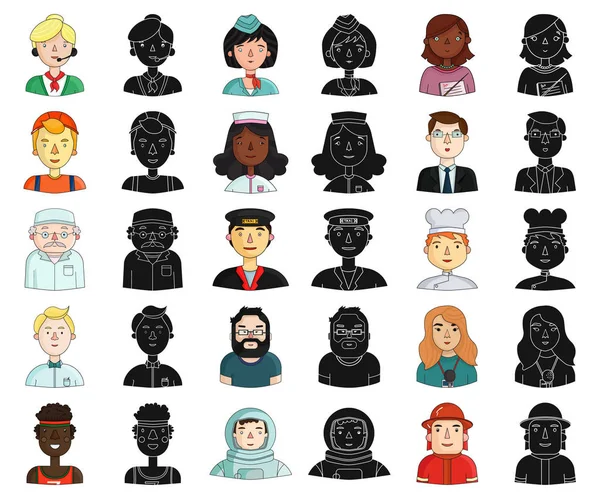 People of different professions cartoon,black icons in set collection for design. Worker and specialist vector symbol stock web illustration. — Stock Vector