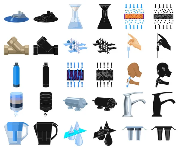 Water filtration system cartoon,black icons in set collection for design. Cleaning equipment vector symbol stock web illustration. — Stock Illustration Water filtration system cartoon,black icons in set collection for design. Cleaning equipment vector symbol stock web illustration. Stock Illustration