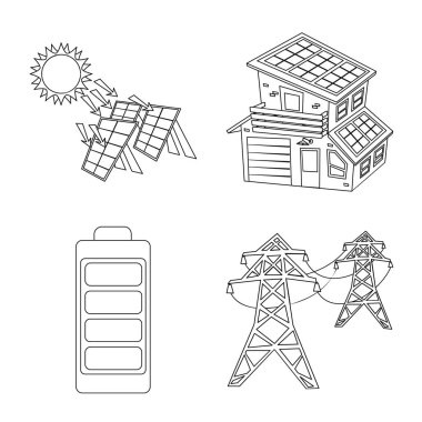 Yenilik ve teknoloji sembol yalıtılmış nesne. Dizi yenilik ve doğa hisse senedi vektör çizim.