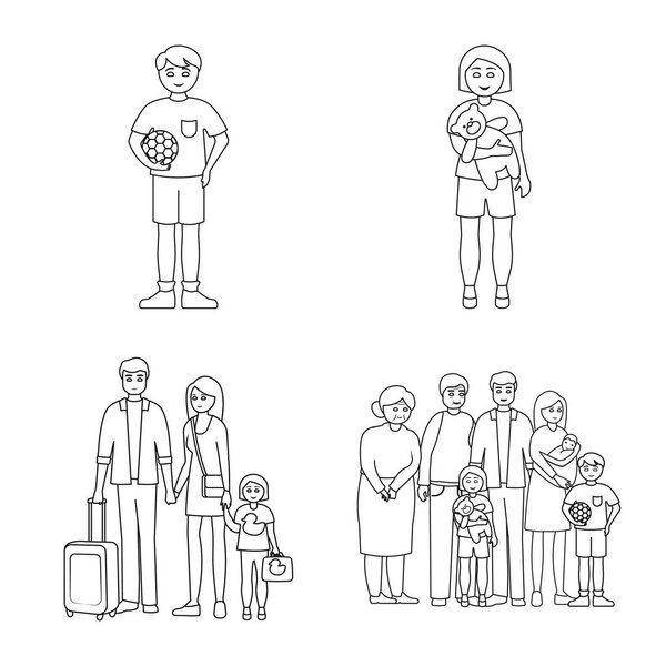 Векторная иллюстрация иконки счастья и характера. Набор счастливых и портретных векторных иллюстраций
.