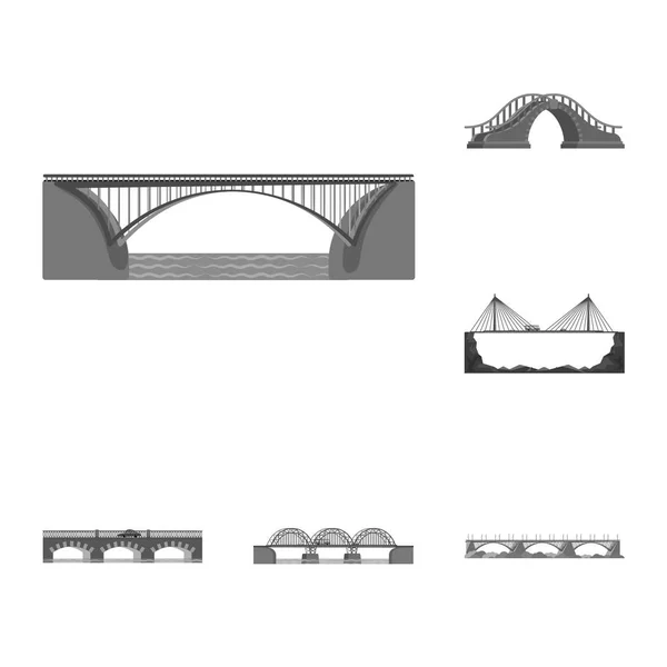 Objeto aislado de diseño y construcción del logotipo. Colección de diseño y puente stock vector ilustración . — Vector de stock