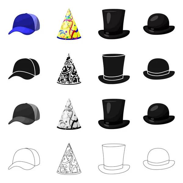 Ilustración vectorial de la ropa y el símbolo de gorra. Conjunto de ropa y boina símbolo de stock para web . — Archivo Imágenes Vectoriales