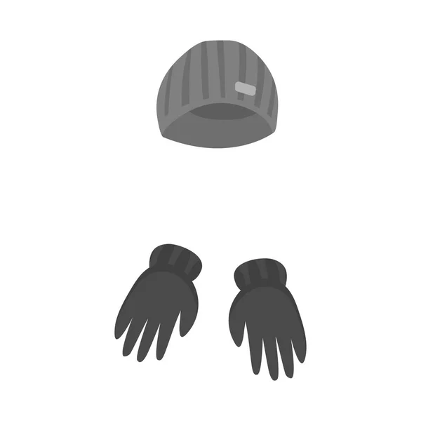 Diseño vectorial del icono del sombrero y los guantes. Colección de sombrero y mano símbolo de stock para la web . — Archivo Imágenes Vectoriales