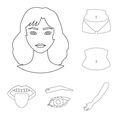 Vücut ve bölümü simge vektör Illustration. Web için vücut ve anatomi hisse senedi simgesi kümesi.