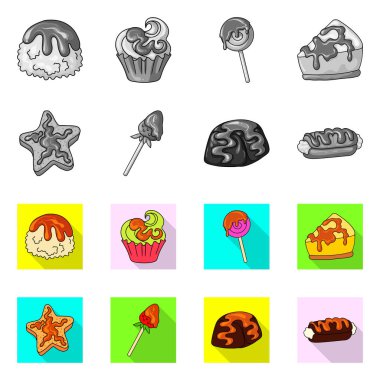 Şekerleme ve mutfak sembolü yalıtılmış nesne. Şekerlemeler ve ürün stok vektör çizim.