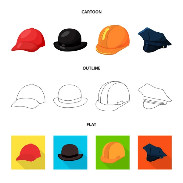 Vektorové ilustrace oblečení a čepici logo. Kolekce oblečení a baret vektorové ikony pro stock. — Stockový vektor