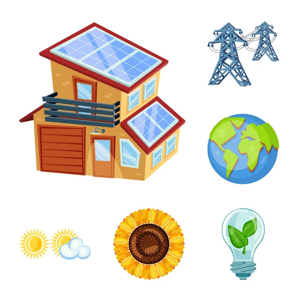 Design vettoriale e simbolo organico. Set di e icona vettoriale solare per magazzino . — Vettoriale Stock