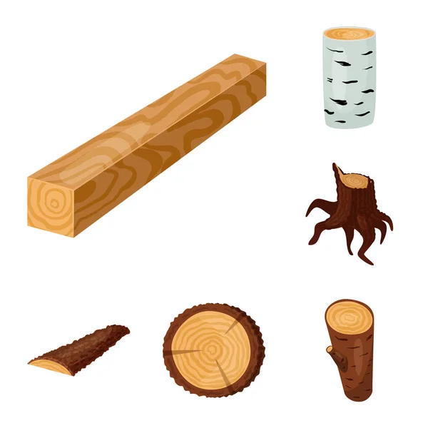 Conception vectorielle de l'enseigne et logo en bois. Ensemble d'enseignes et icône vectorielle en bois pour stock . — Image vectorielle