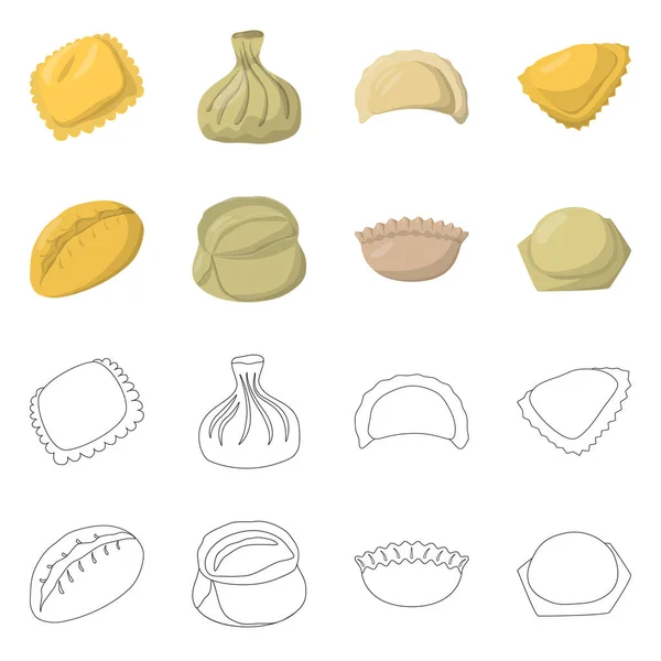 Isolerade objekt av produkter och matlagning logotyp. Samling av produkter och förrätt vektor ikonen för lager. — Stock vektor