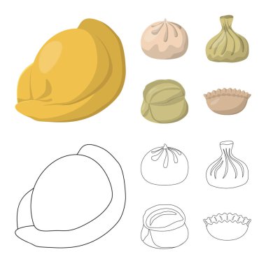 Ürünler ve pişirme simge vektör tasarımı. Ürünler ve meze hisse senedi vektör çizim koleksiyonu.