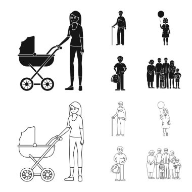 Vektör Illustration karakter ve avatar sembolü. Web için karakter ve portre hisse senedi simgesi kümesi.