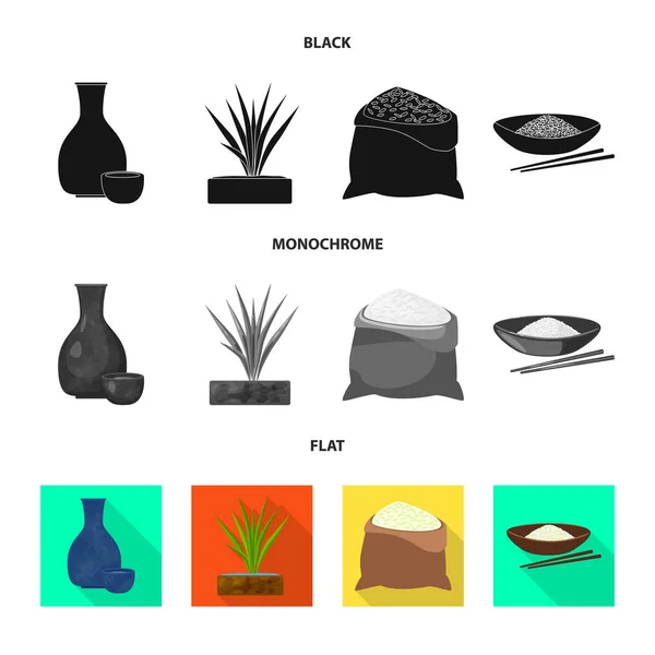 Diseño vectorial de cultivos y símbolo ecológico. Conjunto de ilustración de vectores de cultivos y caldos de cocina . — Archivo Imágenes Vectoriales