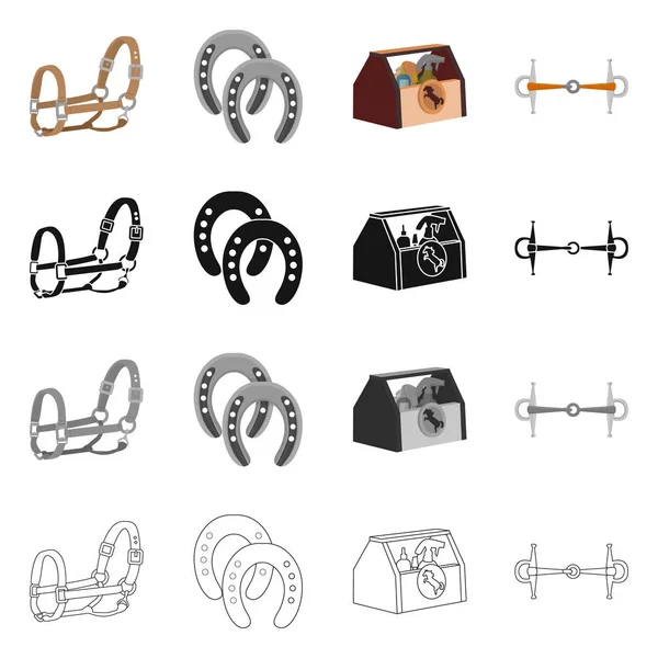 Ekipman ve Binicilik simge vektör tasarımı. Hisse senedi için ekipman ve rekabet vektör simge topluluğu.