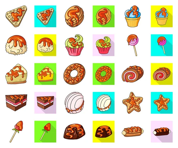 Векторный дизайн десерта и сладкий логотип. Набор иконки десерта и пищевого вектора на складе . — стоковый вектор