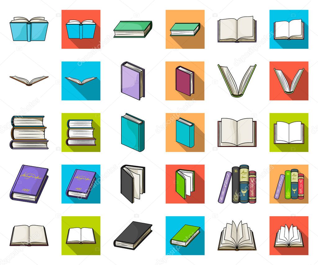 Book in the binding cartoon,flat icons in set collection for design. Printed products vector symbol stock  illustration.