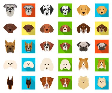 Köpek doğurmak çizgi film, set koleksiyonu tasarım için düz simgeler. Bir köpek vektör simge stok web illüstrasyon namlu.
